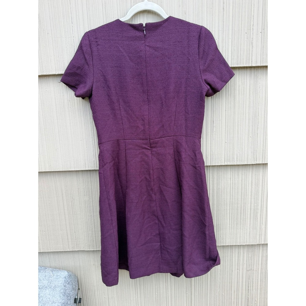 tommy hilfiger tweed dress 4 nwt gold button purple fringe work sheath preppy - Picture 3 of 9